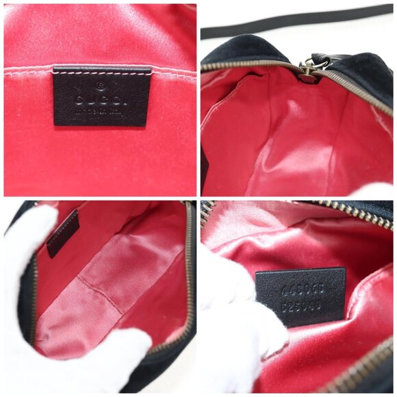 GUCCI GG Marmont Chain Shoulder Bag Velor Black Gold 448065 Auth 145252M - Picture 15 of 16